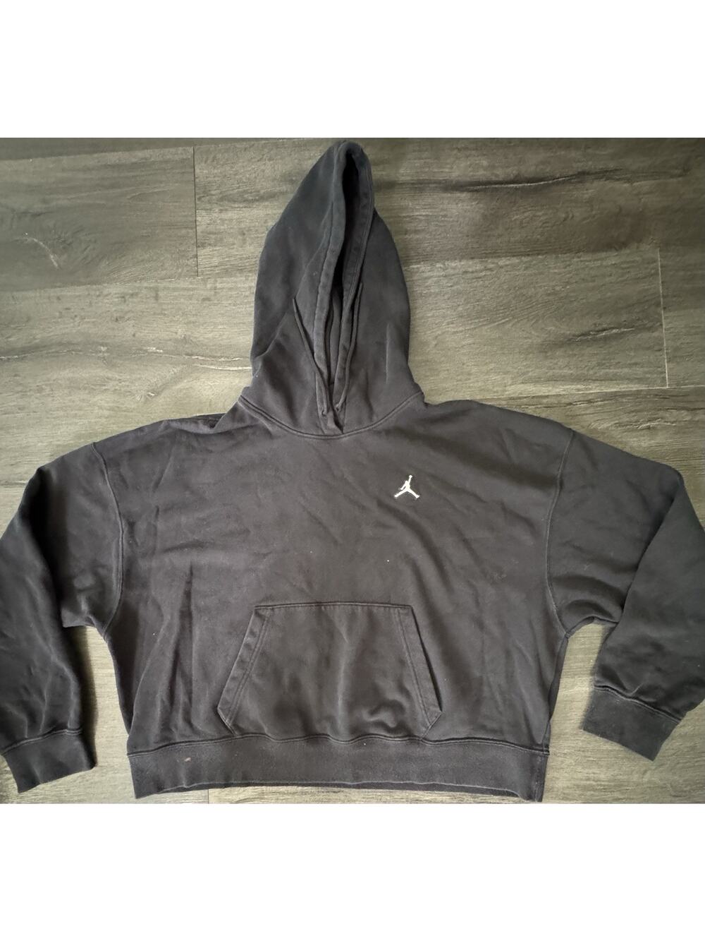 Nike Air Jordan cropped Hoodie Black Pullover Oversized Sweatshirt Large DN4570